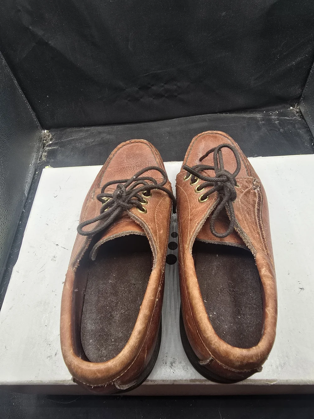 Men's Brown Leather Lace-Up Boat Moccasins